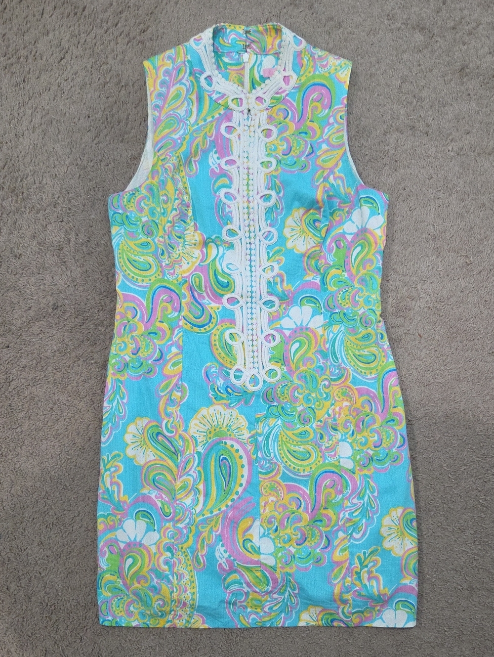 Lilly Pulitzer Alexa Shift Dress Size 8 Shorely Blue Double Trouble Paisley